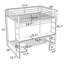 Lit double superposé double au-dessus d'un lit double avec bureau, station de charge, tablettes et panneau grillagé en métal-292703620