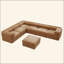 Canapé modulaire moderne 6 pièces avec rangement en chenille de chameau doux de style contemporain Cylindrica pour le salon