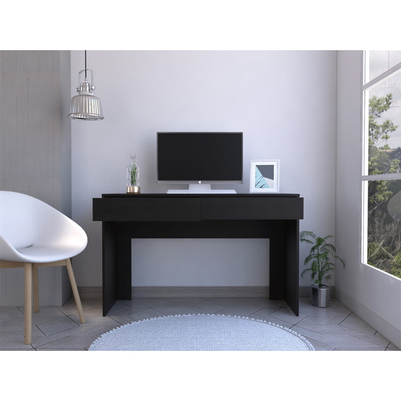Black Wengue 2-Drawer Computer Desk
