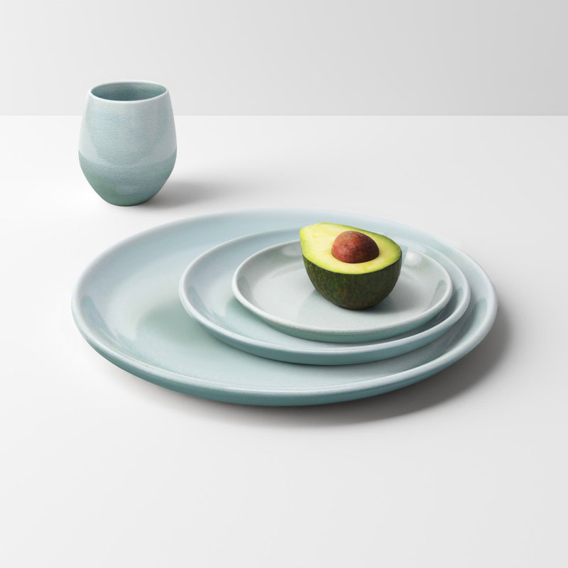 Borgen Piece Stoneware Dinnerware Set, Pale Jade