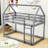 Dealba Twin Over Twin Wooden House-Shaped Bunk Bed With Ladder And Guardrails-1509370509