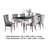 Vendy 7Pc Dining Set With Tempered Glass Table, Gray Wingback Chairs