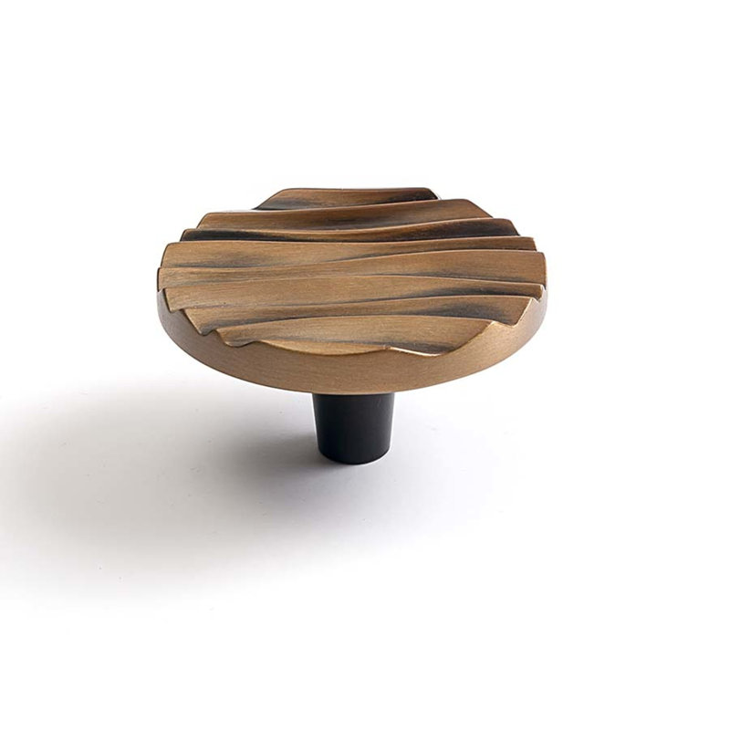 Wave 2 1/4 Diameter Round Knob, Antique Brass