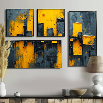 «Cityscape Geometric Pulse II - Cityscapes», art mural 4 pièces