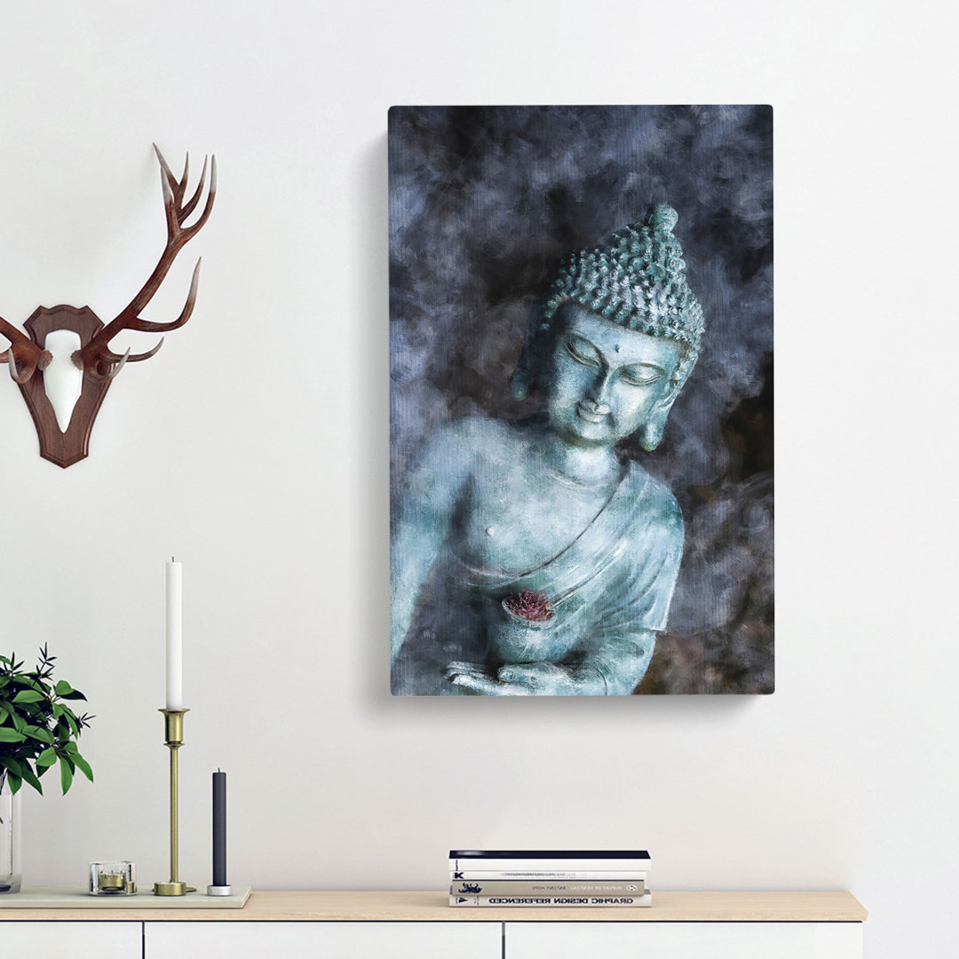 Smoke Surrounding The Buddha - Wrapped Canvas