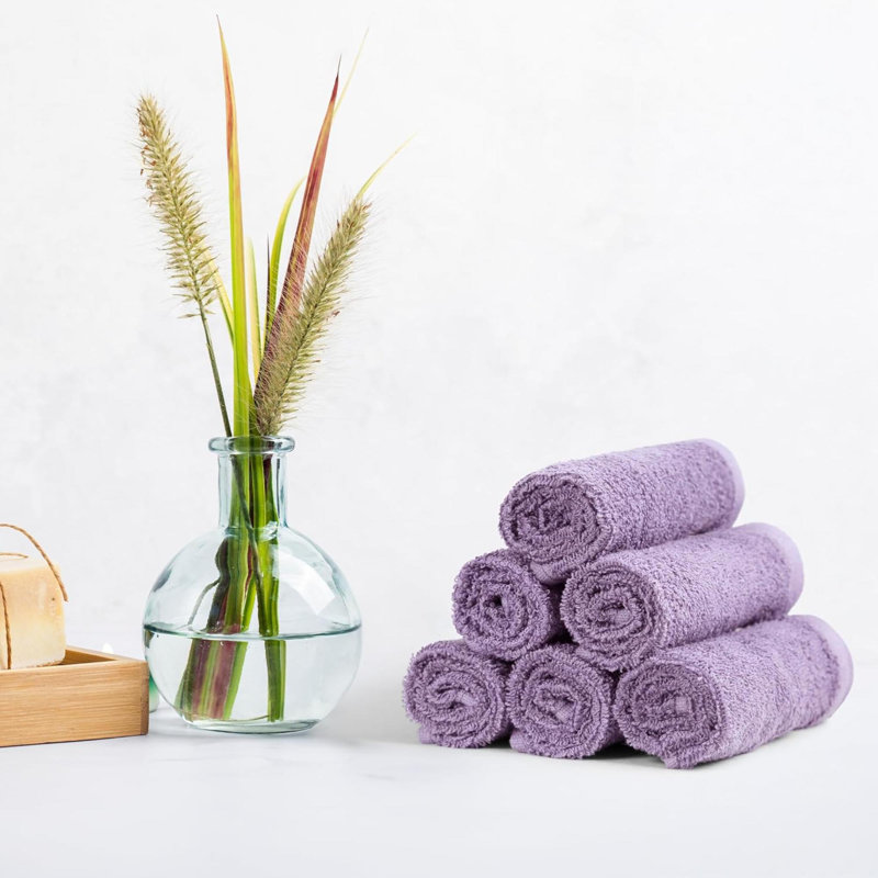 Face Towels For Bathroom, 100% Cotton  Absorbent Washcloth, Fast Drying - Salon Towel - 24 Pack, Lavender