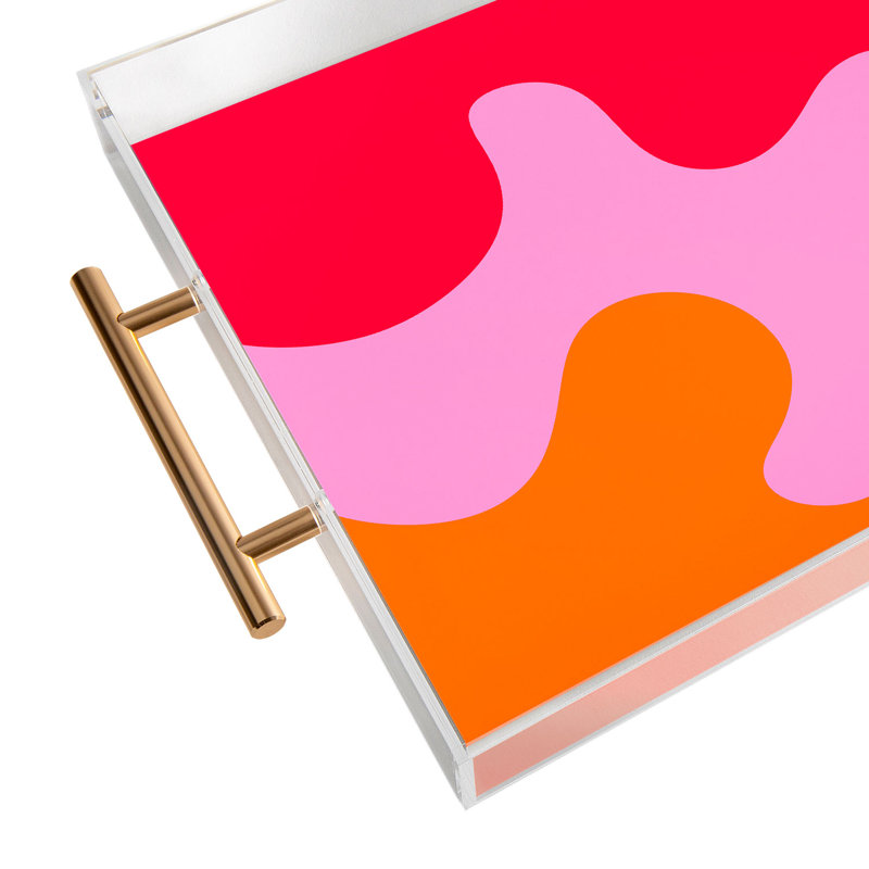 Cassidy Rae Marietta Swiss Cross Remix Acrylic Tray, Abstract, Pink/Orange