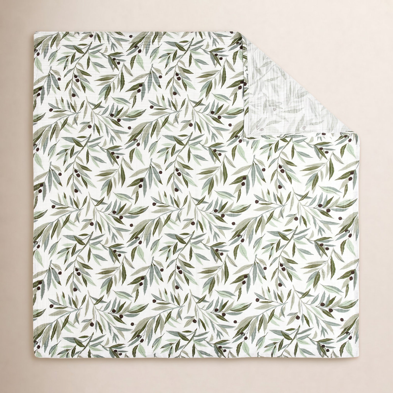 Olive Branches Organic Muslin Swaddle Blanket