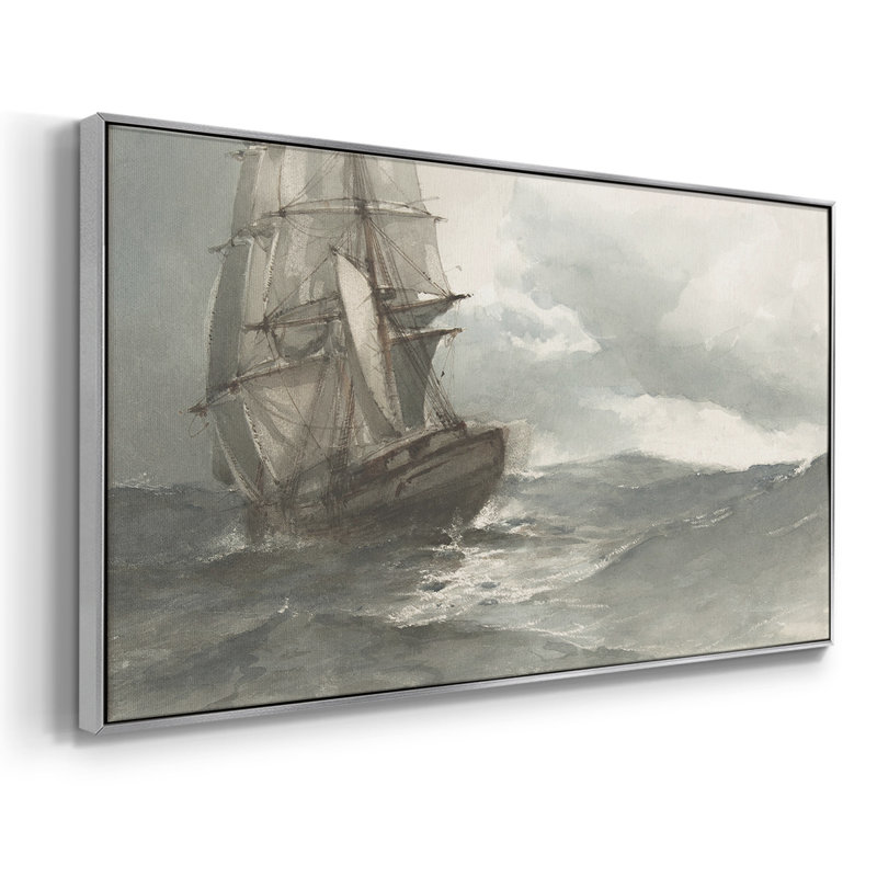 Nautical Series-CCDXL- Toile tendue avec châssis tendue - Prêt à accrocher, H 21 po x l 41 po, Argent argent