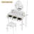 Vanity Desk With Adjustable Angle Mirror, Vintage Vanity Makeup Table And Cushioned Stool Set With Velvet Fabric Lining 5 Drawers,Wooden Dressing Table Set For Bedroom, White-115818140