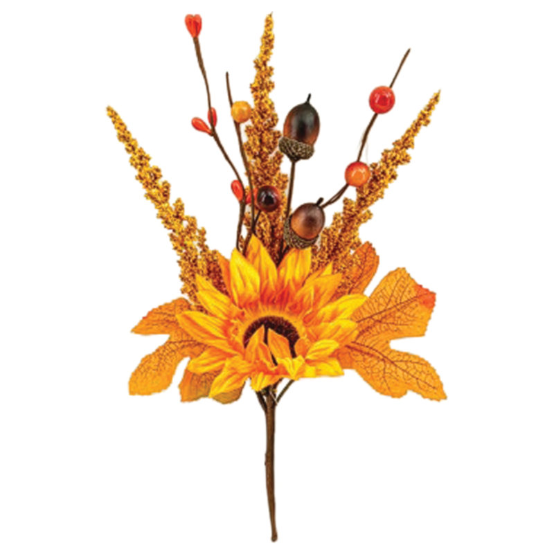 Tournesol artificiel d'automne 12 po, gland, choix de feuillage, ensemble de 3