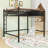 Metal Loft Bed with Bookshelf and Guardrails-1676270421
