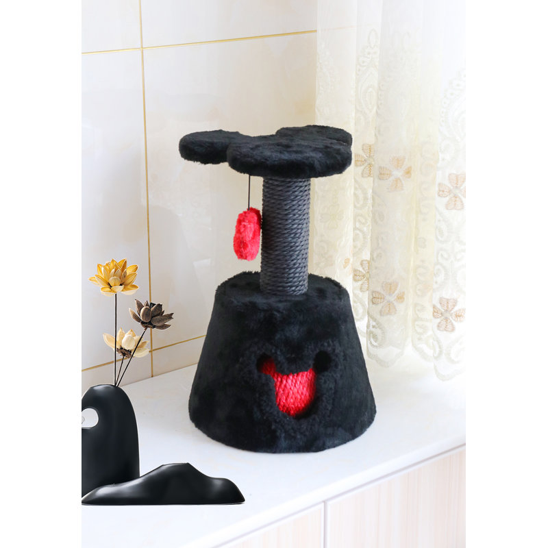 14" Dark Gray and Red Sisal Cat Activity Center