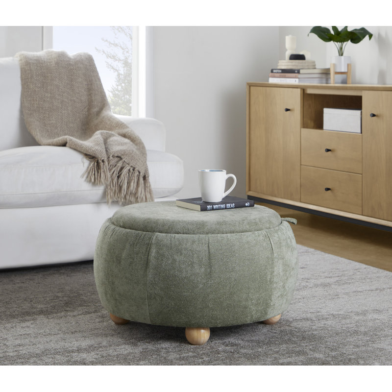 Tray Pouf Storage Ottoman, Green