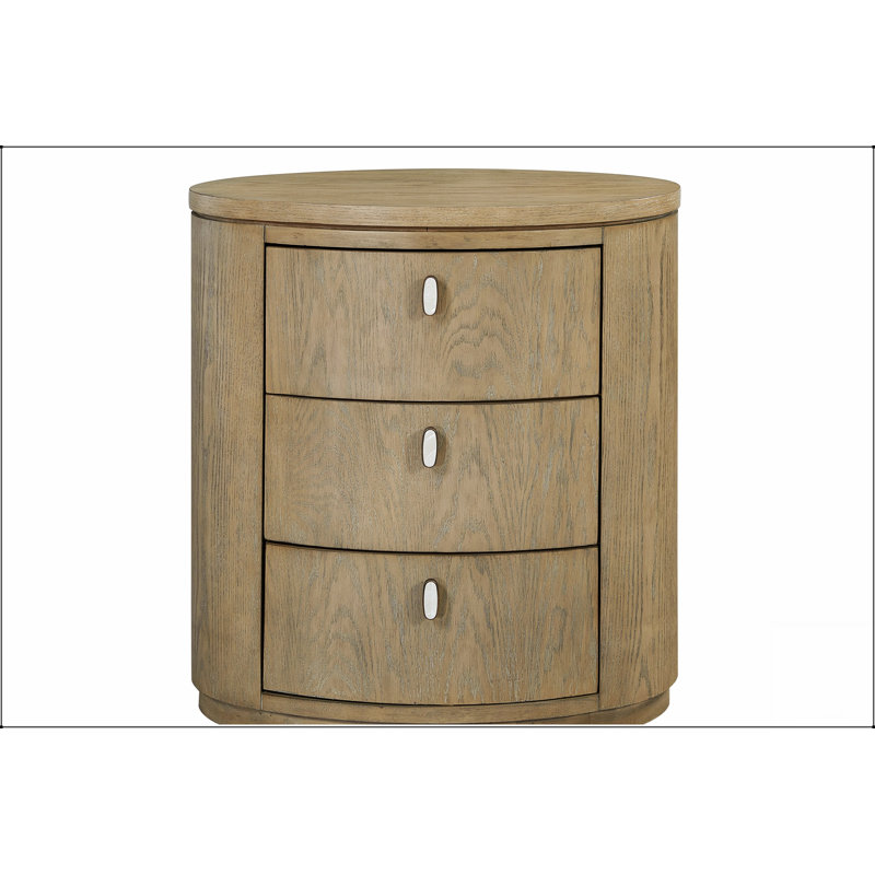 Table de chevet ovale avec tiroirs à fermeture en douceur et finition caramel élégante pour les chambres à coucher modernes