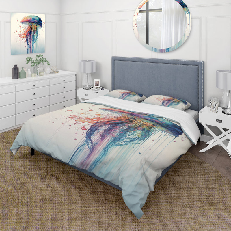 Ensemble de housse de couette en microfibre / polyester Colorful Deepsea Jellyfish IV