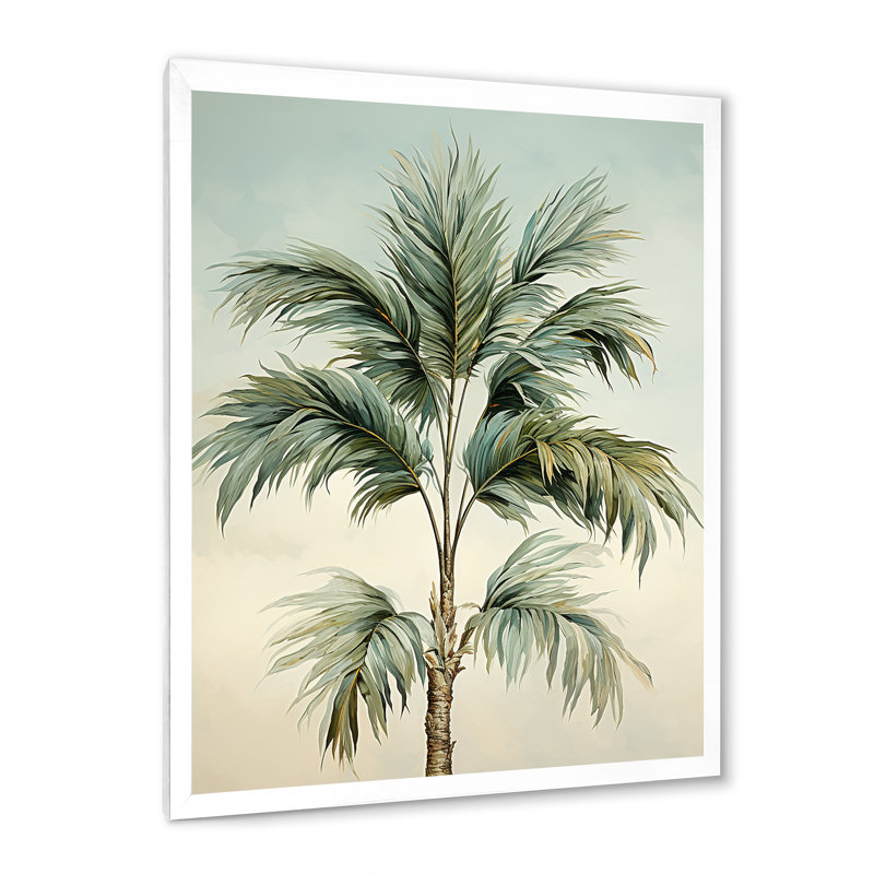 Huot Minimalisme Plam Tree Solitude IV sur toile, Cadre photo blanc, H 32 po x l 16 po x P 1 po