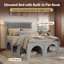 Lit plateforme double pour animaux de compagnie avec un coin sous le lit et une structure robuste, gris clair, aucun sommier tapissier requis, base de lit adaptée aux animaux de compagnie-133872625-133872630