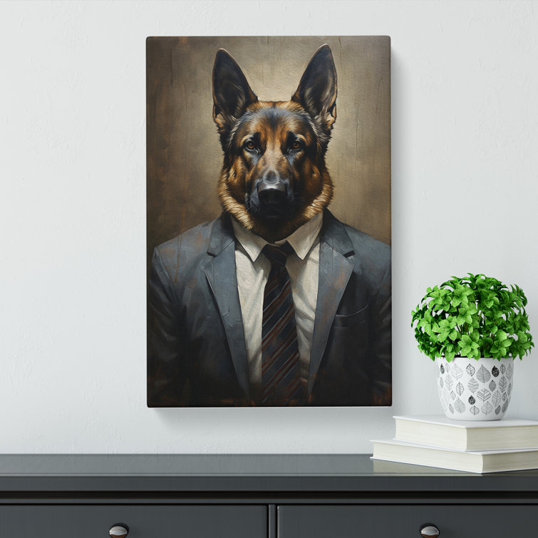 German Shepherd in a Suit Painting No.2 - No Frame Print