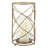 Metal and Glass Pillar Candle Holder with Openwork Geometric Frame - Decorative Accent for Modern and Glam Spaces-131801774-6566749