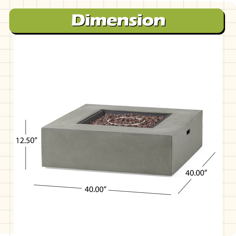 50 000 BTU SQUARE MGO FIRE TABLE, LIGHT GREY