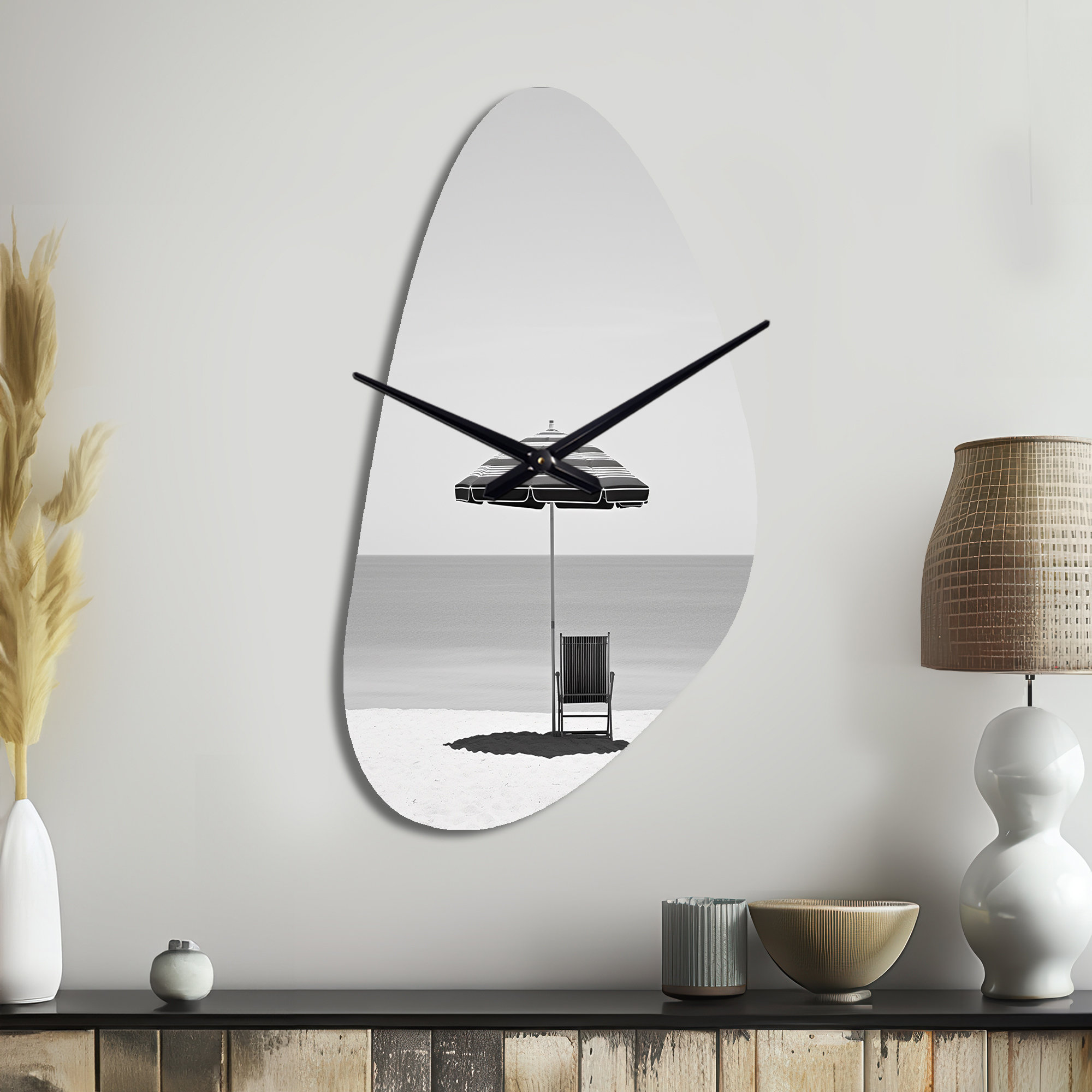 Design Art Black And White Minimalism Beach Photo II Fall Shape