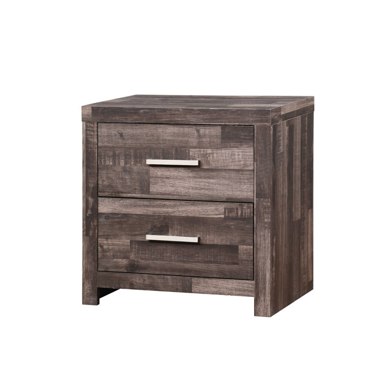 Table de chevet de chambre à coucher Juniper - Placage, aspect naturel chaleureux, rangement spacieux, finition brun foncé, 16 po x 24 po 25 po, charme rustique, fabrication élégante en pin massif cerisier, design épuré, mobilier, 25 po x 24 po,