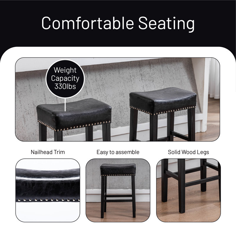 Tabouret de comptoir 26 po Cantrall, Noir, Noir
