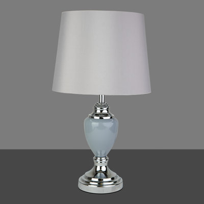 Zellner 45cm Grey Chrome Table Lamp