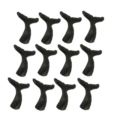 Poignées de tiroir et boutons de meuble rustiques en fonte, forme queue de baleine, brun vieilli, lot de 12 — 5,7 cm L x 4,4 cm l x 1,9 cm P