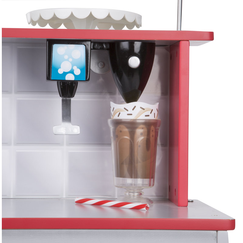 Double-Sided Red and Gray Wooden Star Diner Restaurant Play Set