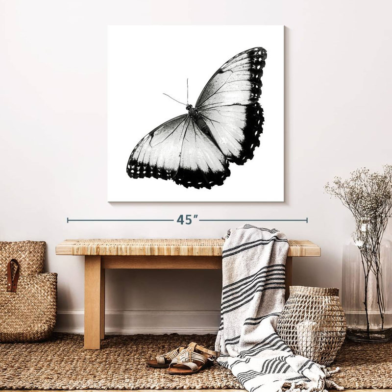 " Monochromatic Butterfly " by Emma P, 33" H x 33" W x 1.25" D