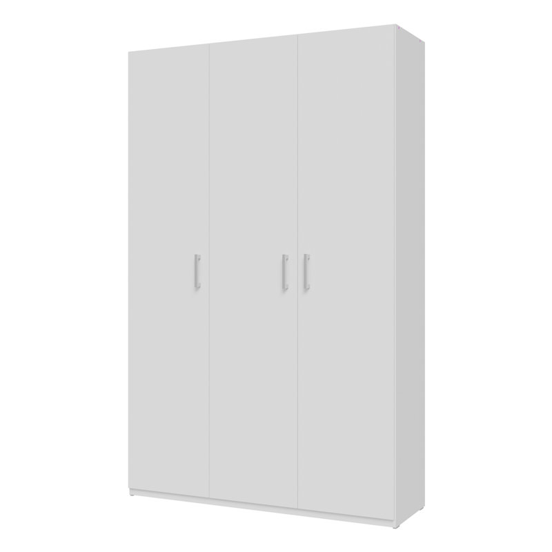 Modern hinged door wardrobe, 2-doors, space-saving, engineered wood, white, 210.5cm H x 133.2cm W x 42cm D