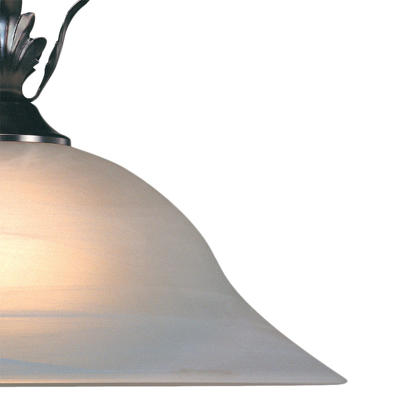 Luminaire suspendu d'intérieur en nickel brossé avec bol en verre albâtre 1 lumière Élizalde, Bronze antique