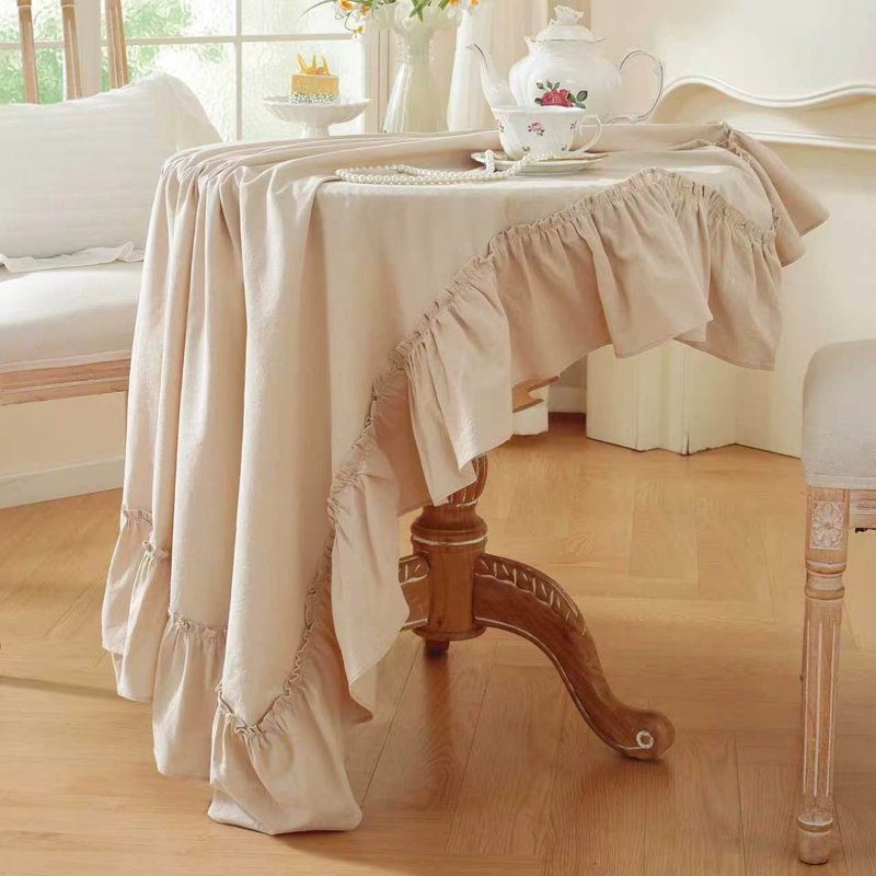 Nappe carrée en coton délavé, Tanné, 63 x 63 po (160 x 160 cm)