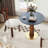 Modern 3-Piece Dining Set with 33.5"Round Sintered Stone Top&Solid Wood Table and 2 Solid Wood Chairs – Small Space Kitchen Table Set with Metal Base-1608173094
