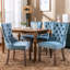 Chaise haute de salle à manger avec coussin en mousse et ressorts en acier, bleu, pieds réglables en velours bleu Sw2001lb-1820194530