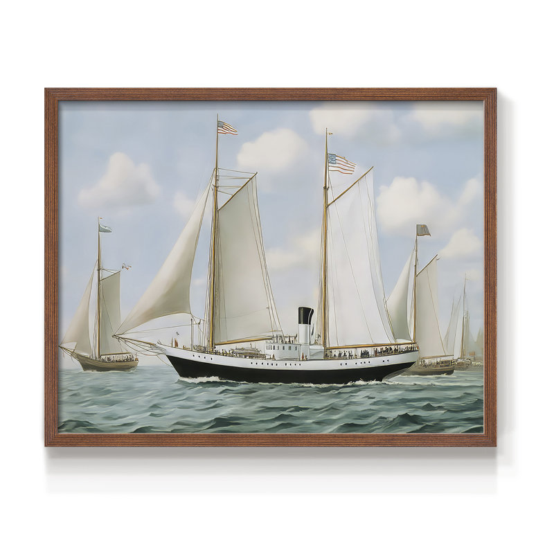 Nautical Series-CXXXIX -Framed Print - Restickable, H 22 po x l 28 po, Noyer