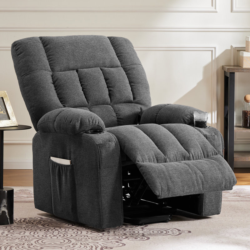 Cohle 41" Oversized Power Lift Assist Recliner Chair Set of 2 with 3 Tier Wooden Endtable, Perfect For Living Room, Bedroom, Reception Room