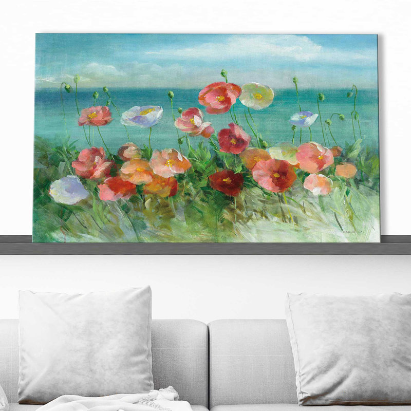 Coquelicots côtiers - Peinture, Toile tendue, H 36 po x l 60 po x P 1,5 po