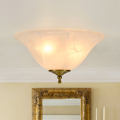 3-Light Bowl Alabaster Glass Flush Mount