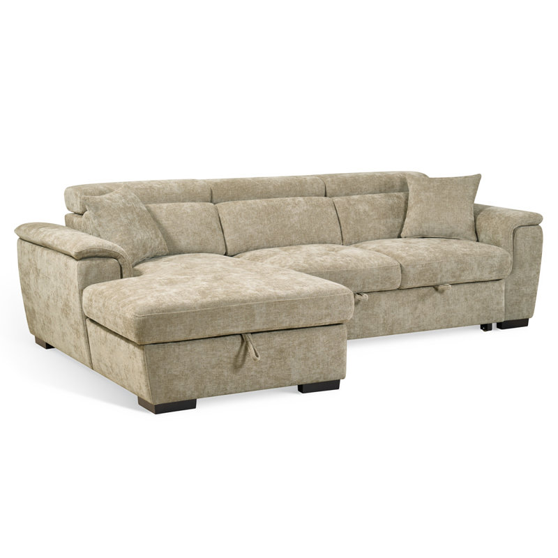 Howerton 4 Seater Chenille Sofa Bed, Beige
