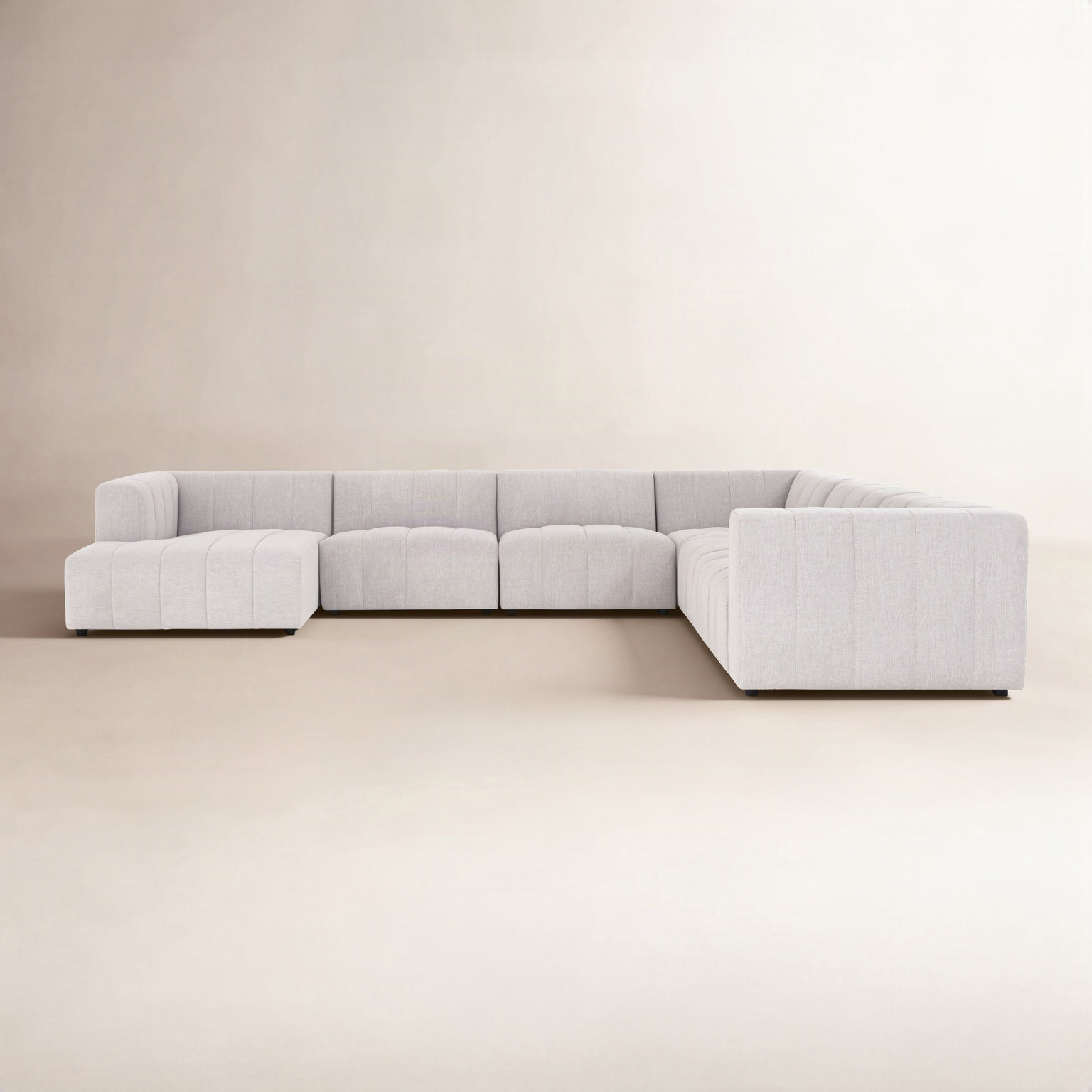 Bowry Upholstered Sectional, Neutral Sandstone Polyester, 28" H x 157" W x 129" D, Reversible