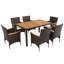 Ensemble de salle à manger de patio 7 pièces, ensemble de table et chaises de jardin en osier de rotin, plateau de table en bois d'acacia, fauteuils empilables