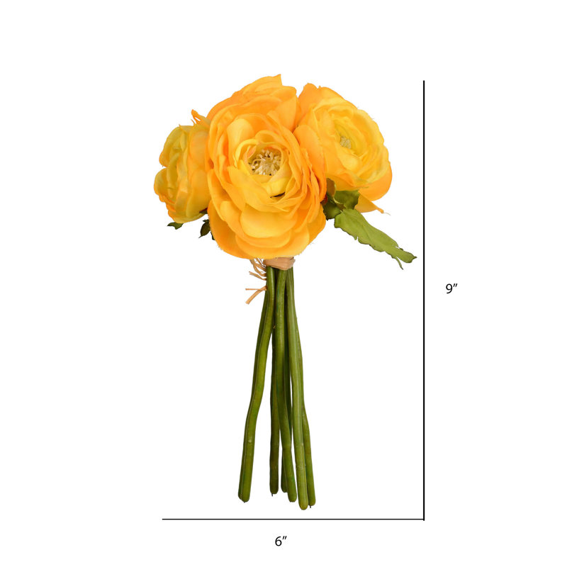Artificial 9" Mini Ranunculus Spray, Yellow