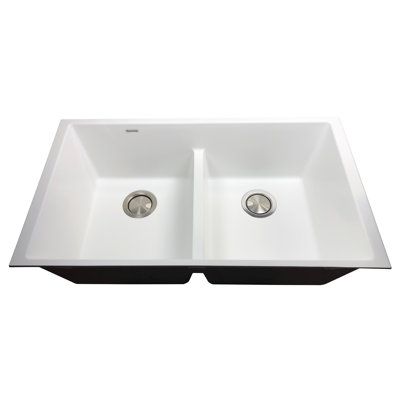 Low Divide 50/50 Double Bowl Undermount Granite Composite Undermount Sink