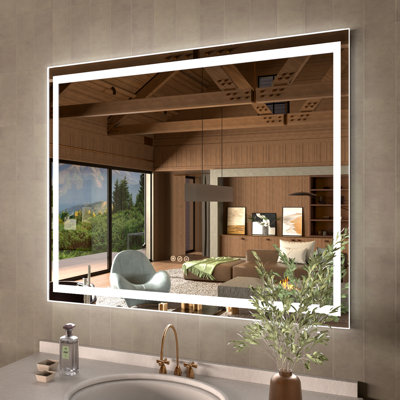 Currin 42 in. W x 36 in. H Rectangular Frameless LED Wall Bathroom Vanity Mirror