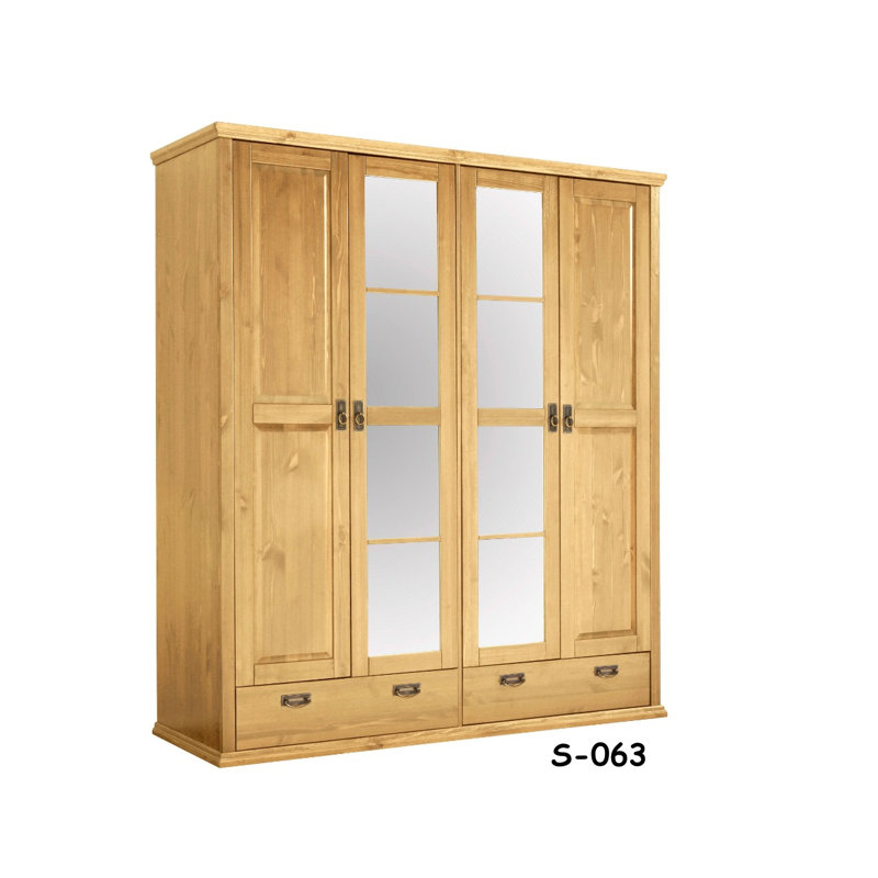 Ingimoth 4 Door Solid Wood Wardrobe