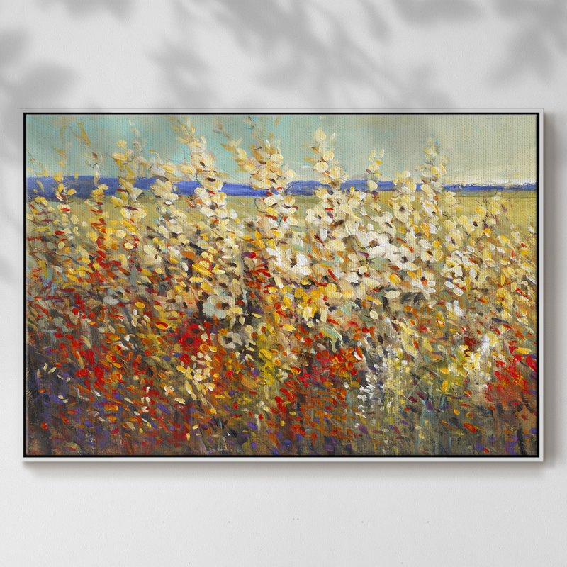 «Field of Spring Flowers II», reproduction sur toile encadrée, H 27 po x l 41 po x P 2 po, Blanc