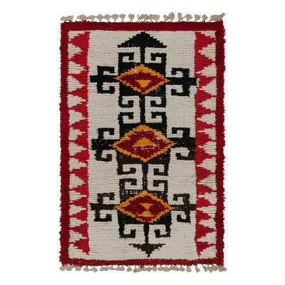 Rug & Kilim One-of-a-kind 3'9" X 5'10" Area Rug In Black/ Red/ Gold/ White In Black;red;gold;white